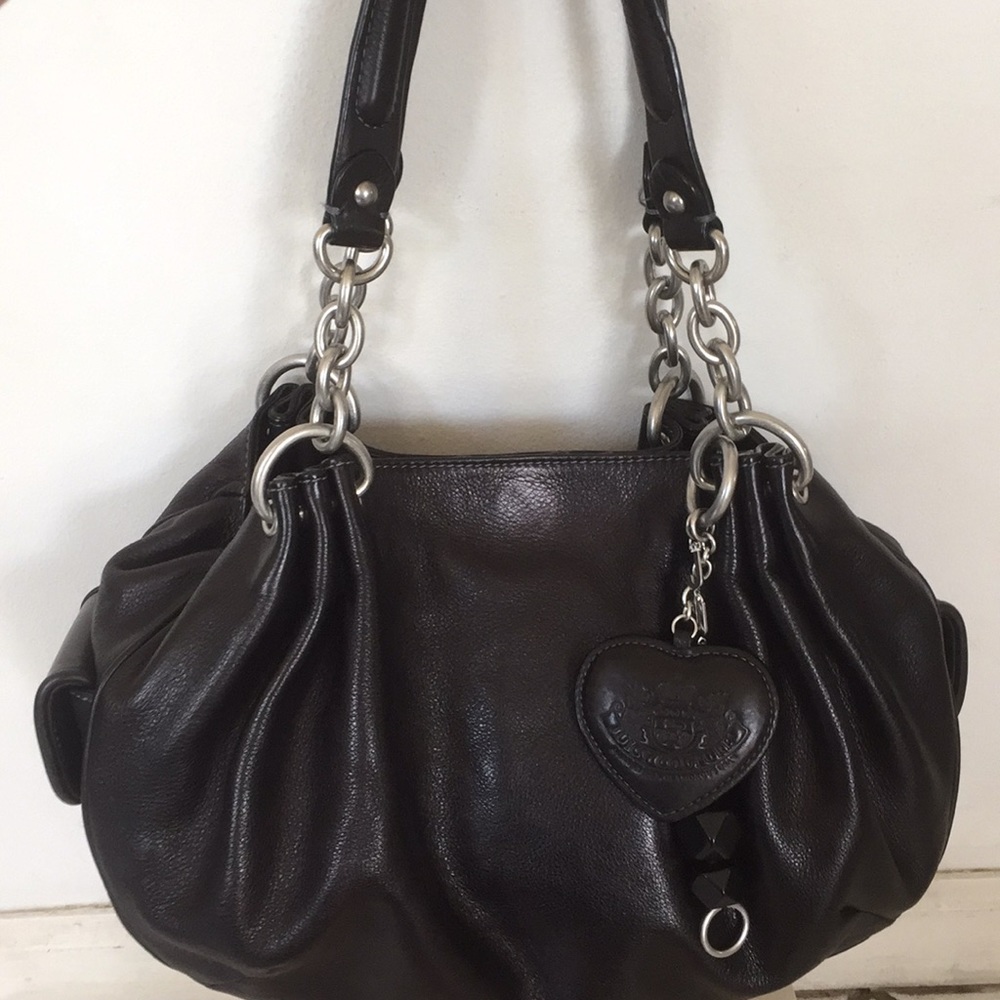 Juicy Couture Black Leather Tote with Chain Handles